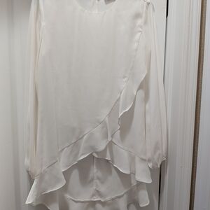 Petal & Pup Ivory Layered Ruffle Long-Sleeve Blouse